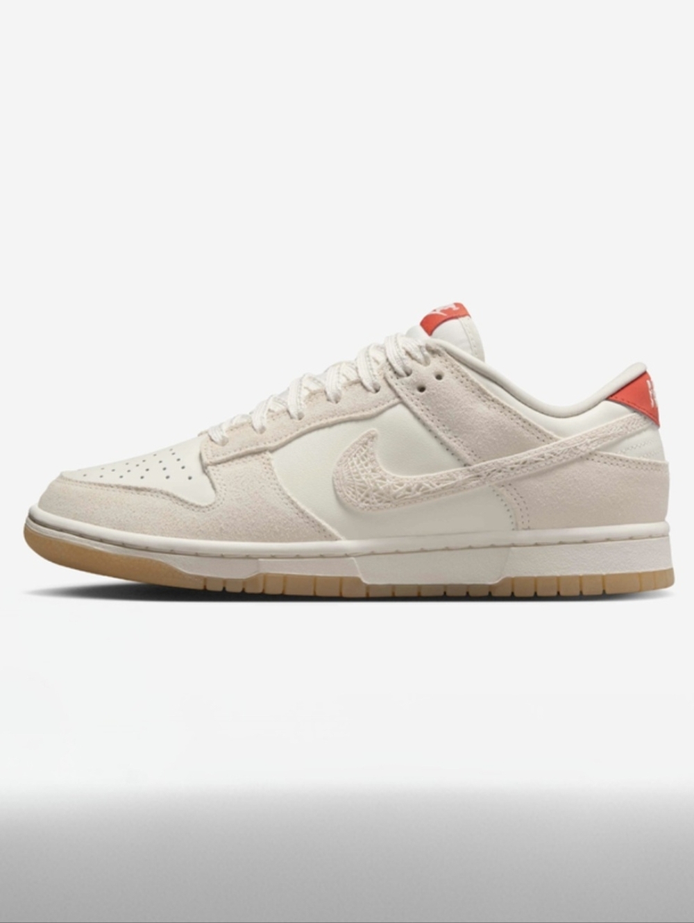 NIKE Dunk Low “Friendship Knot” Sail Picante Red Suede Gum Sole Women's Sneakers